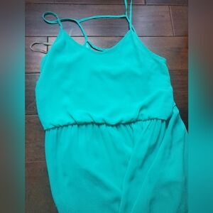 Teal chiffon maxi dress size Large by Lush brand very flowy spaghetti st…